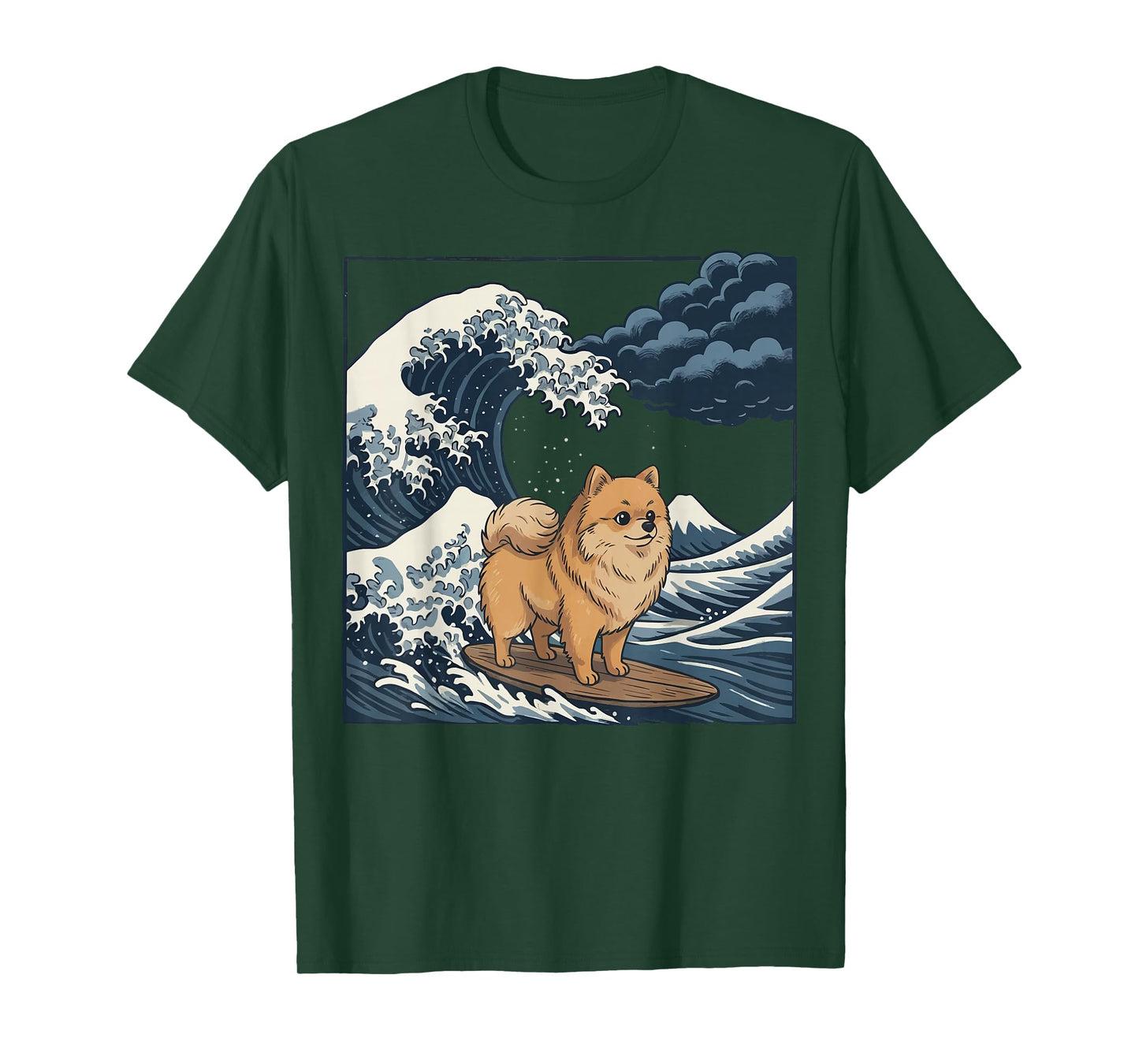 Pomeranian: Surfing Japanese Wave T-Shirt
