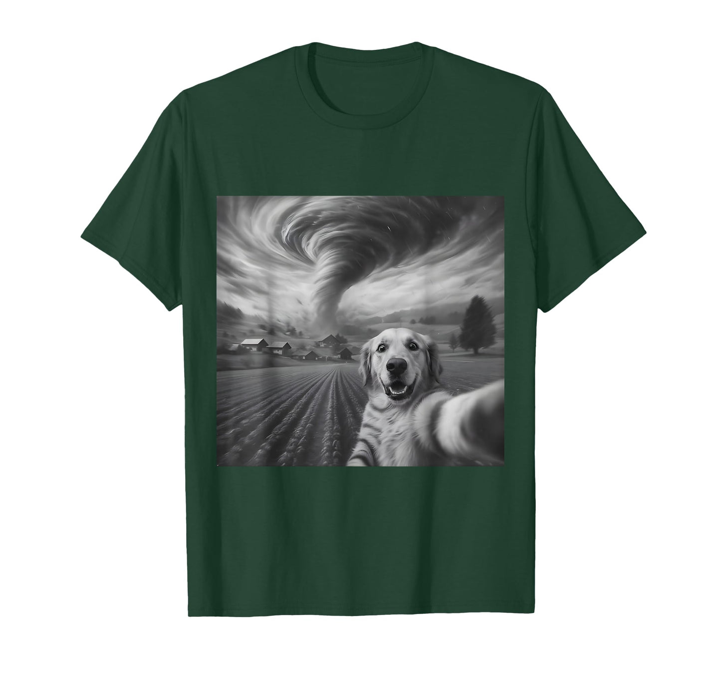 Dog Selfie with Tornado Storm Funny Dog Meme Humor T-Shirt T-Shirt