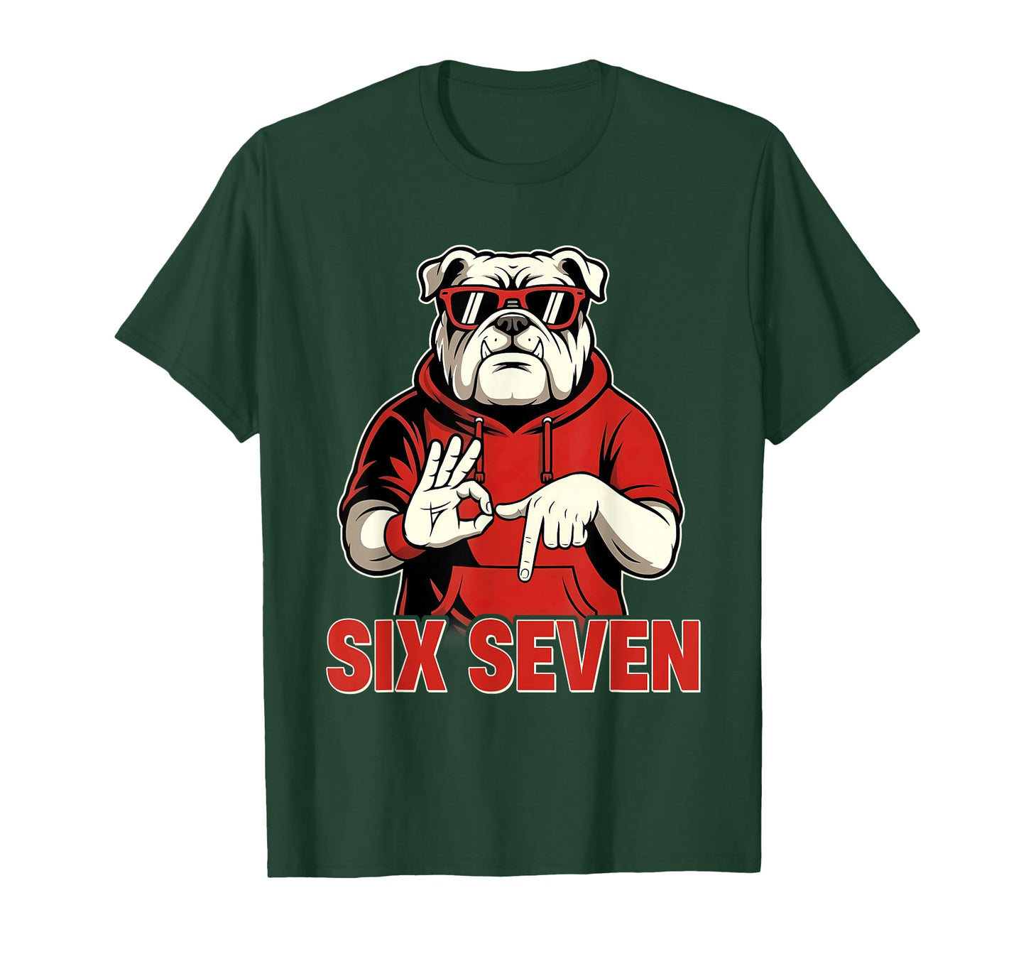 Funny Six Seven Bulldog 67 Meme Gift for Men Women Kids Boy T-Shirt