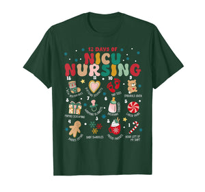 Cute 12 Days of Nicu Unit Nursing Funny Nicu Nurse Christmas T-Shirt