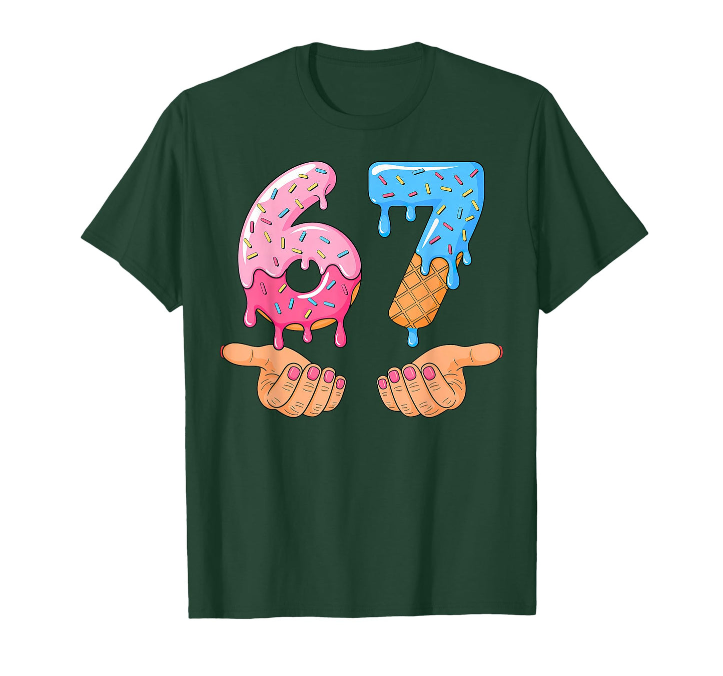 Six Seven Ice Cream Drip 67 Hands Meme 6 7 T-Shirt