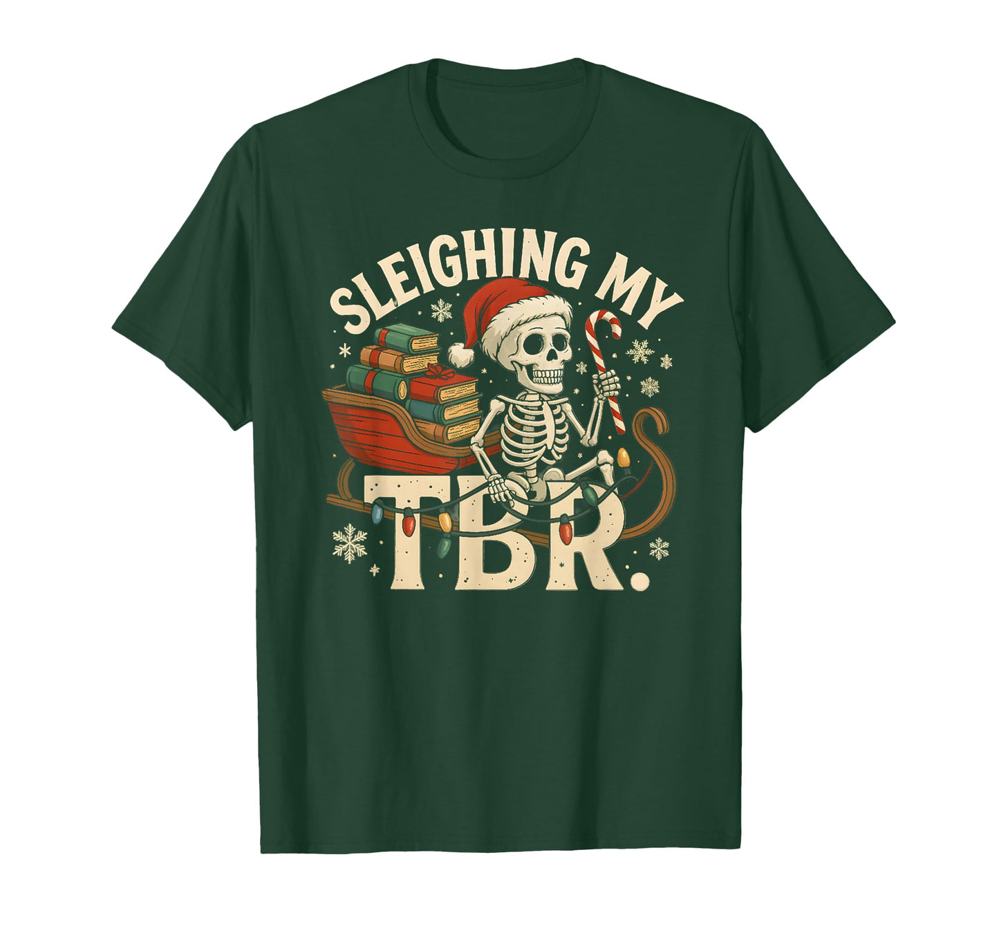 Sleighing My TBR Christmas Book Lover Reading T-Shirt