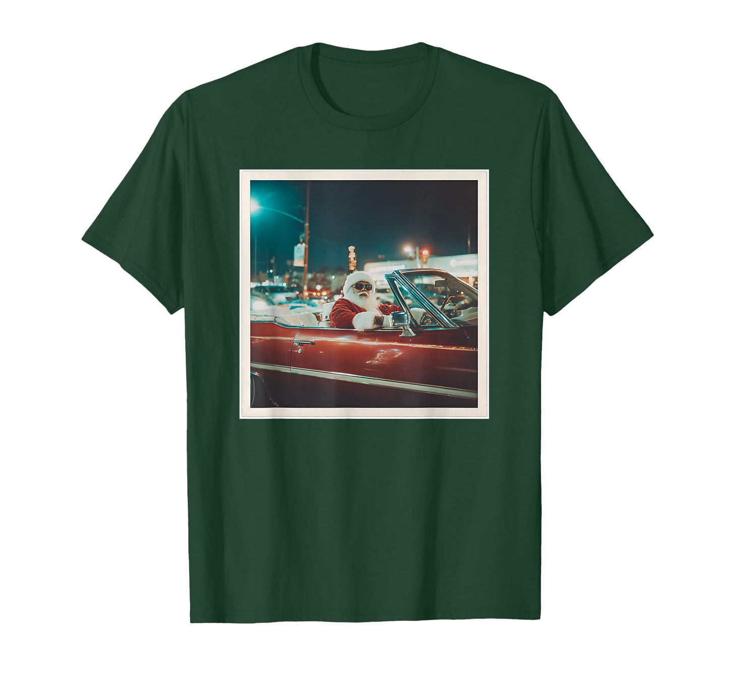 Santa Driving Convertible Car Cool Christmas T-Shirt