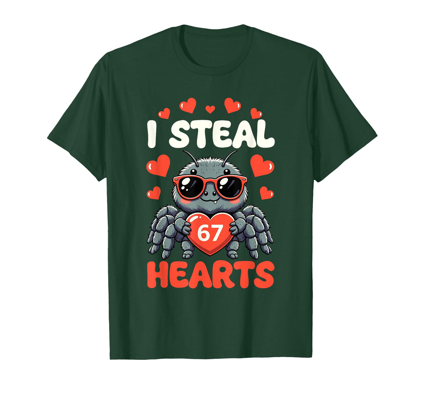 I Steal Hearts Spider 6 7 Meme Valentine's Cute Gen Alpha T-Shirt