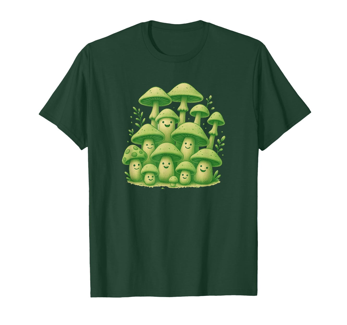 Smiling Mushroom Gang - Funny Forest Vibes Design T-Shirt