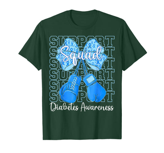 Blue Coquette Fight Diabetes Awareness Support Squad T-Shirt