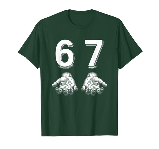 Funny Six Seven 67 Meme Gen Alpha Slang Hands T-Shirt