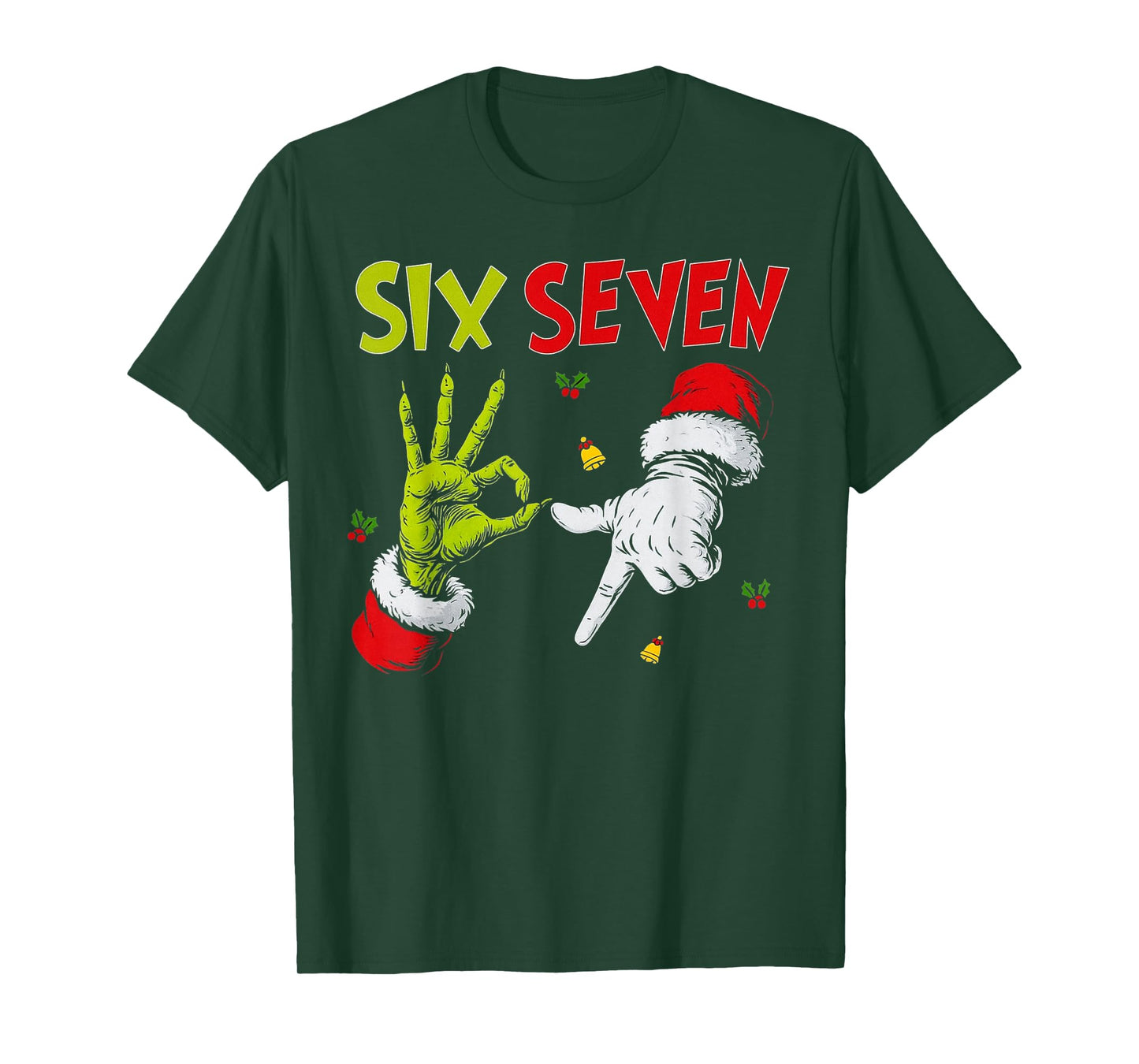Six Seven Santa Hand Funny Viral Meme 67 Theme 6 7 Christmas T-Shirt