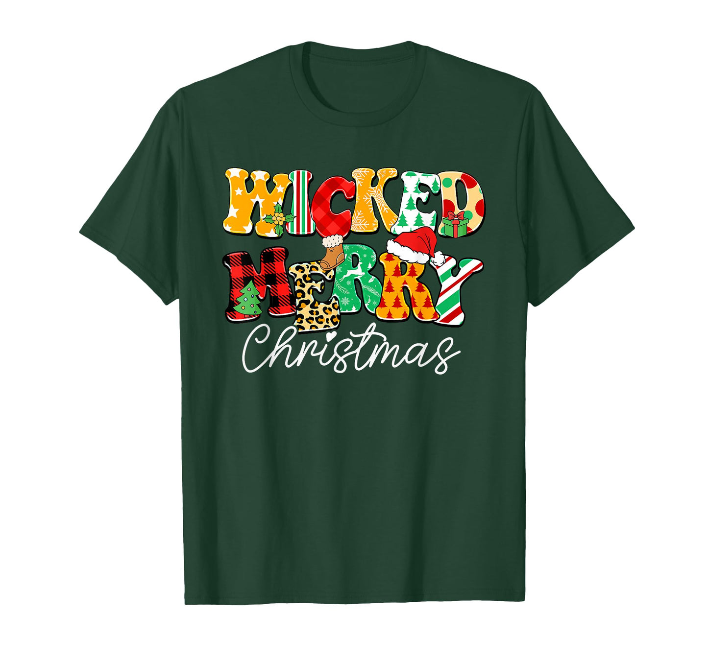 Wicked Merry Christmas Pattern Mix Humor T-Shirt
