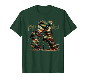 Camo Heels Prayer Warrior God Jesus Christian Girl Women T-Shirt