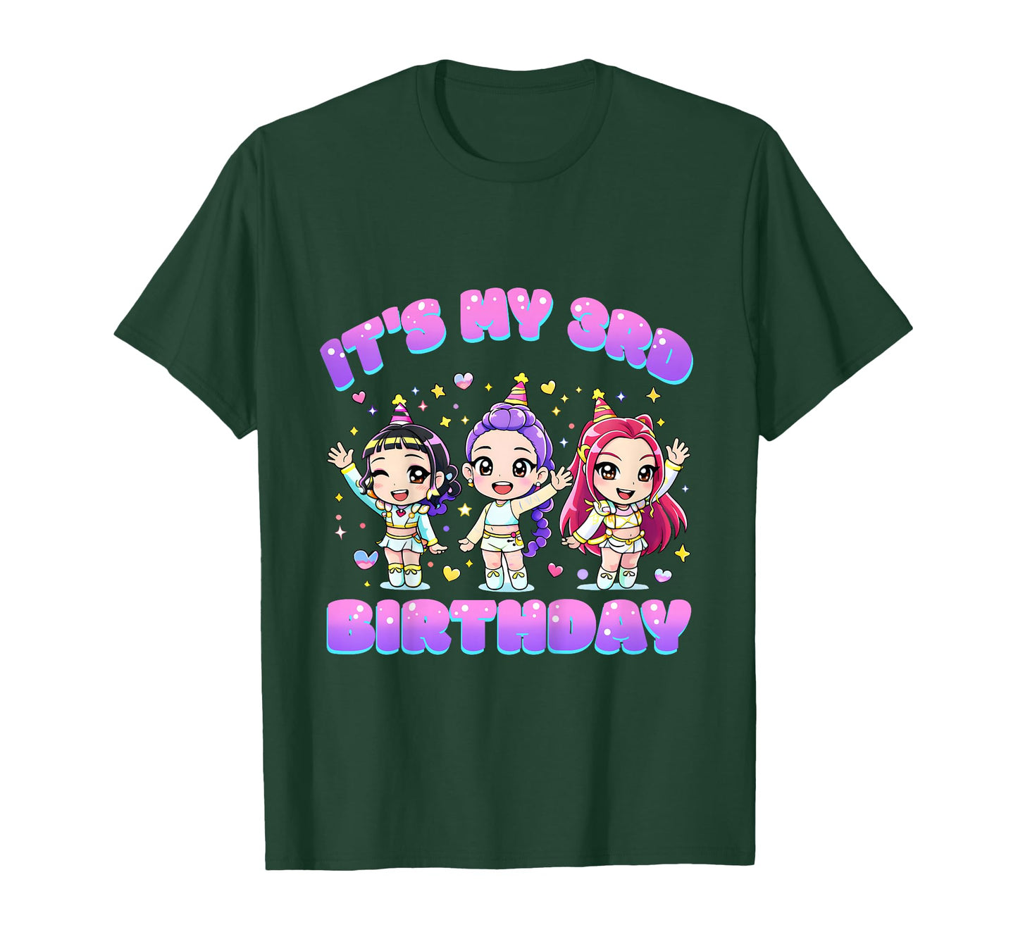 3 Years Old Birthday K pop Kids 3rd Birthday Girls K-pop T-Shirt