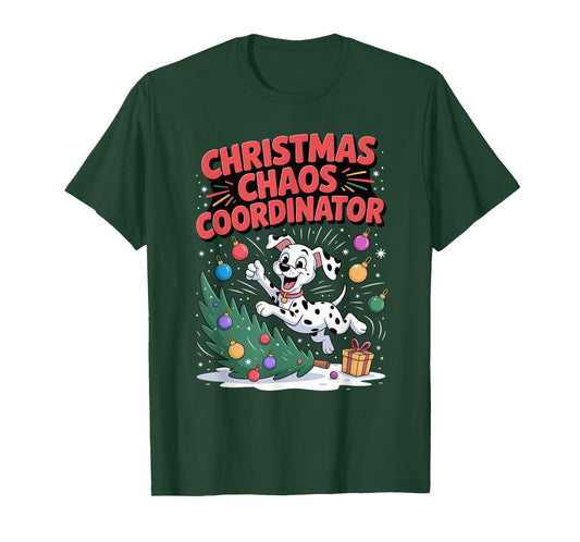 Christmas Chaos Coordinator Xmas Puppy Funny Dalmatian T-Shirt