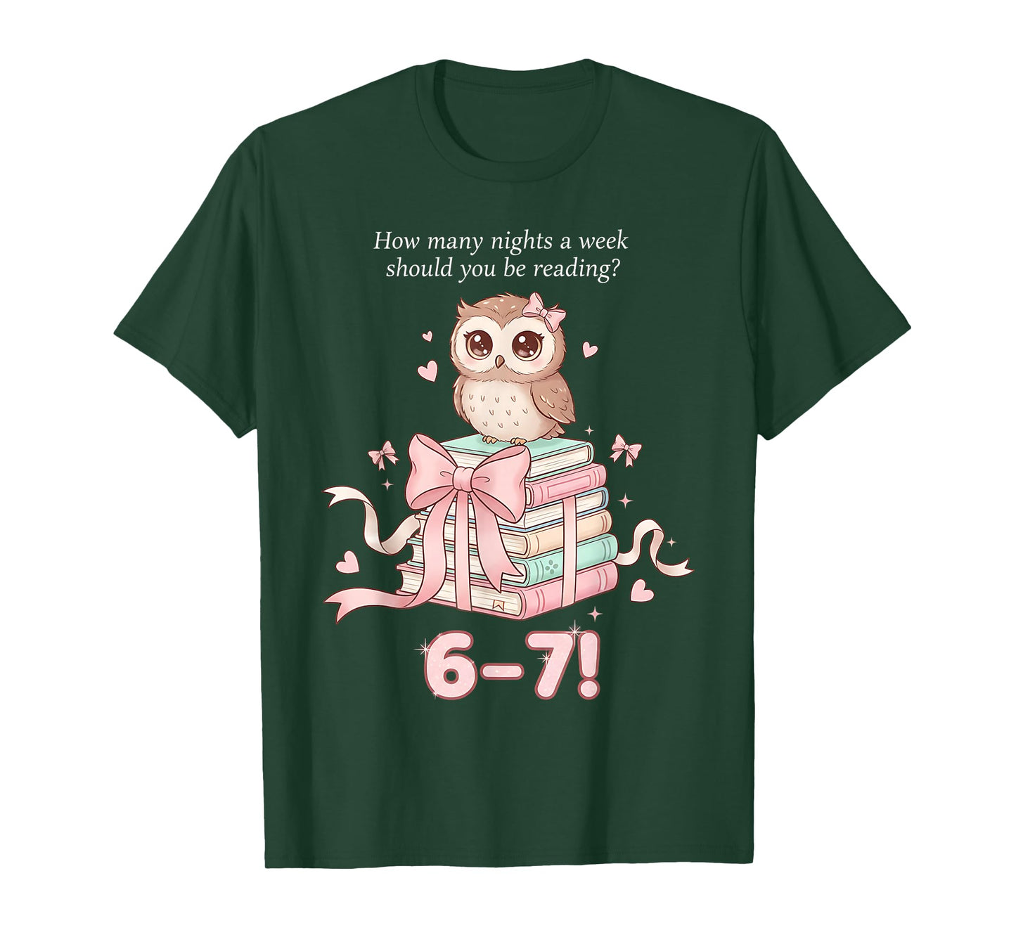 How Many Nights Reading 67 Meme Six Seven Pink Coquette Bow T-Shirt