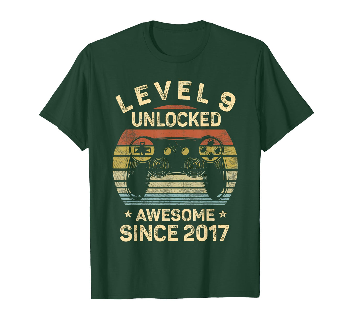 Level 9 Unlocked Awesome Since 2017 9th Birthday Gaming T-Shirt
