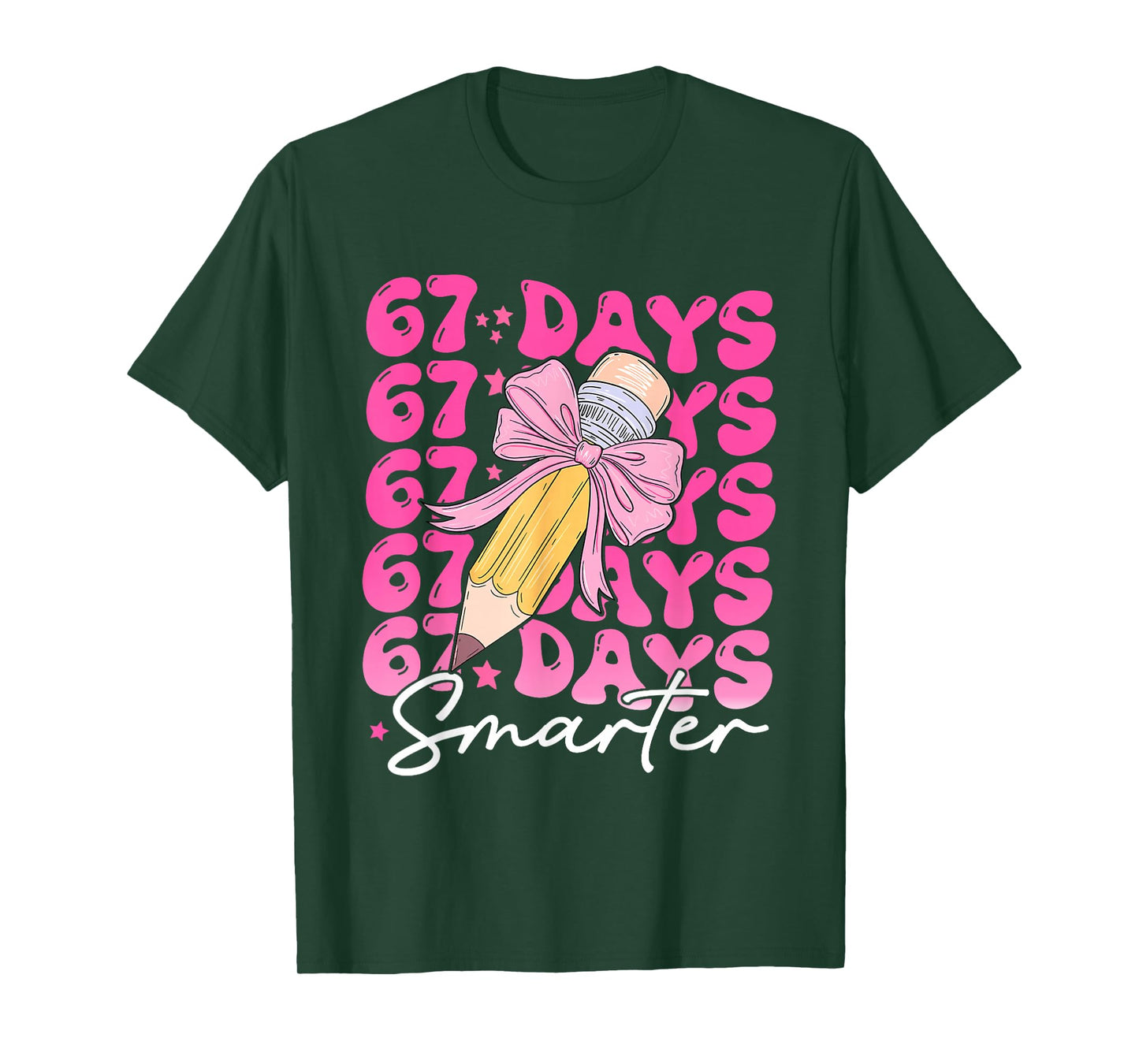 67th Day of School 67 Days Smarter Coquette Bow Six Seven T-Shirt