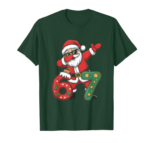Funny Six Seven 6 7 Meme Santa Dab Christmas Dabbing T-Shirt