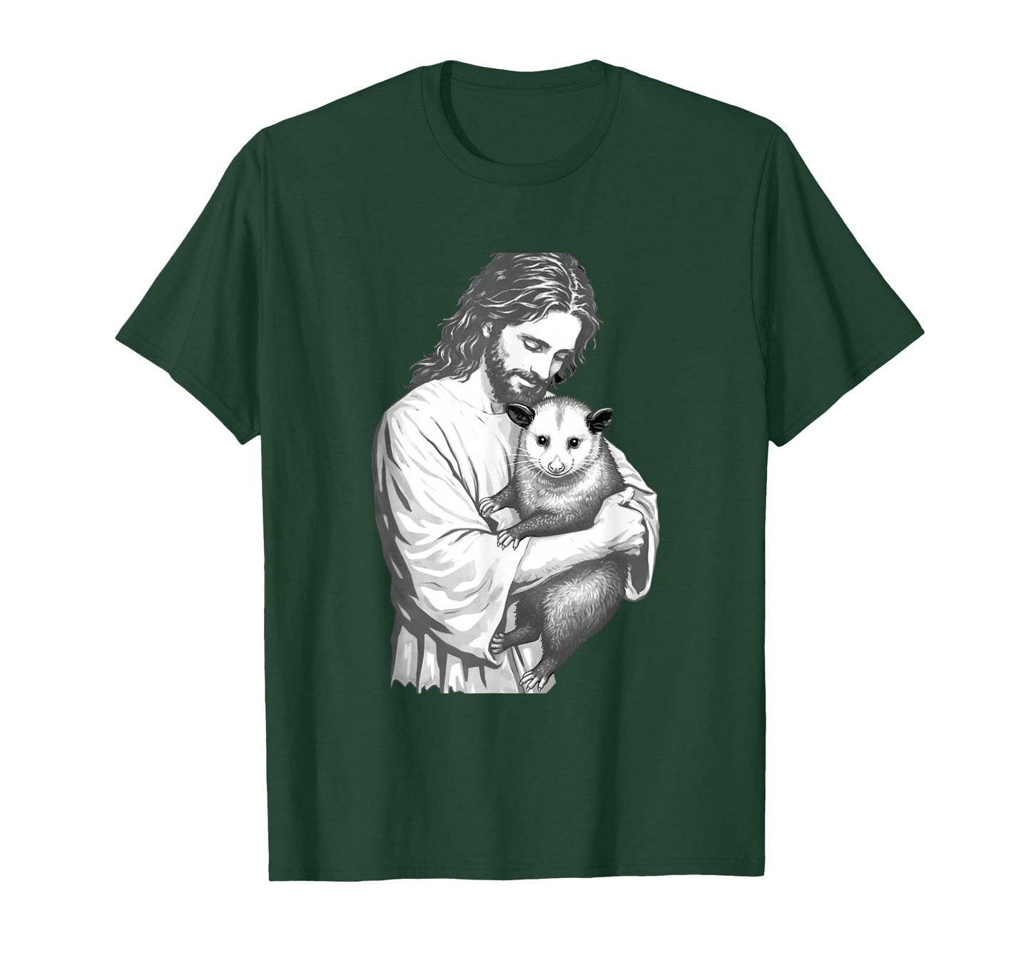 Funny Jesus Opossum Christian Faith Animal Art Graphic T-Shirt