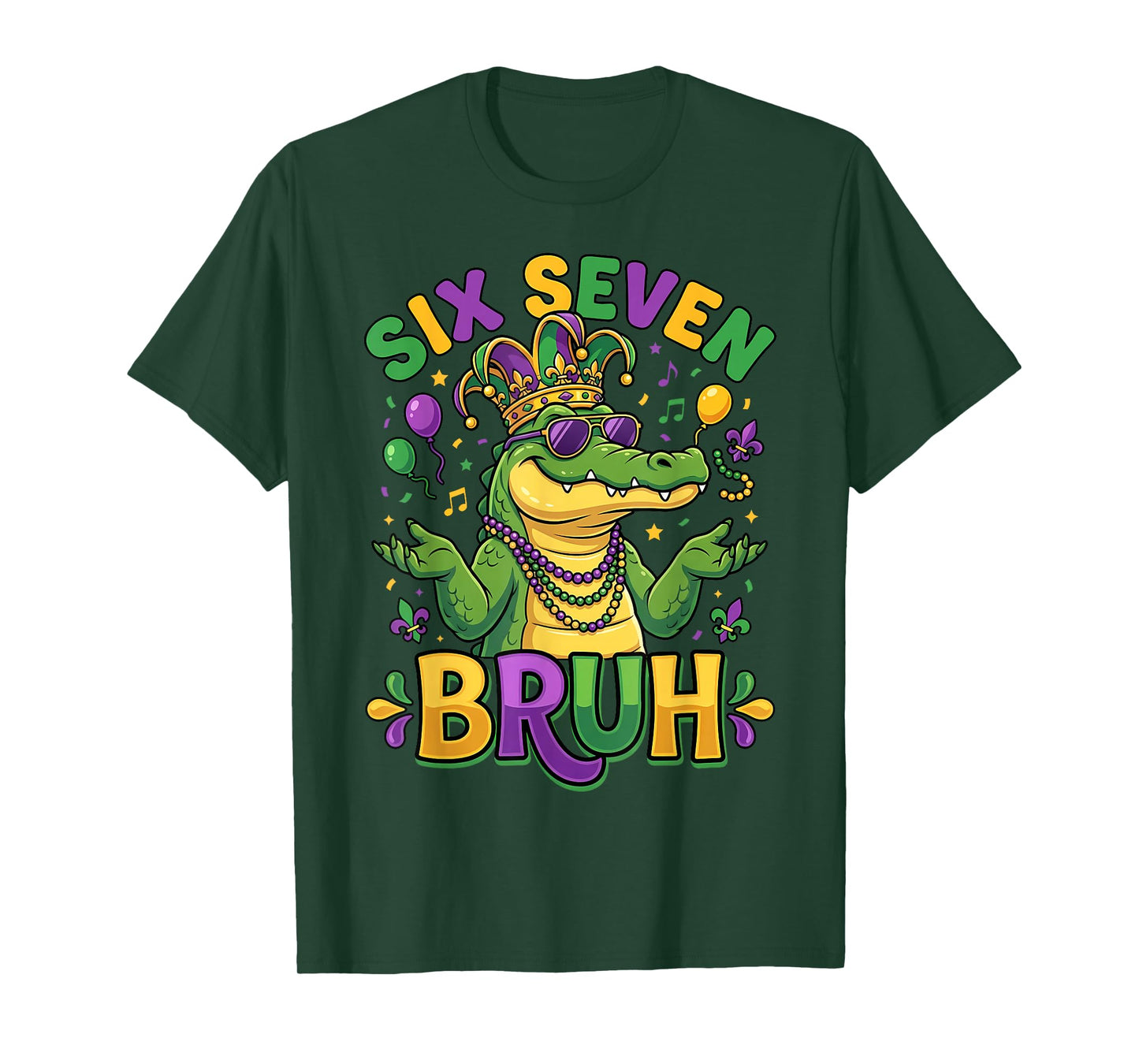 Bruh 67 Mardi Gras Alligator Six Seven Boys Girls Kids T-Shirt