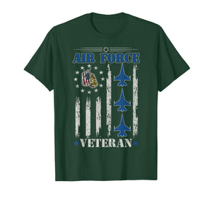 Air Force Veteran Proud Distressed American Flag for Men T-Shirt