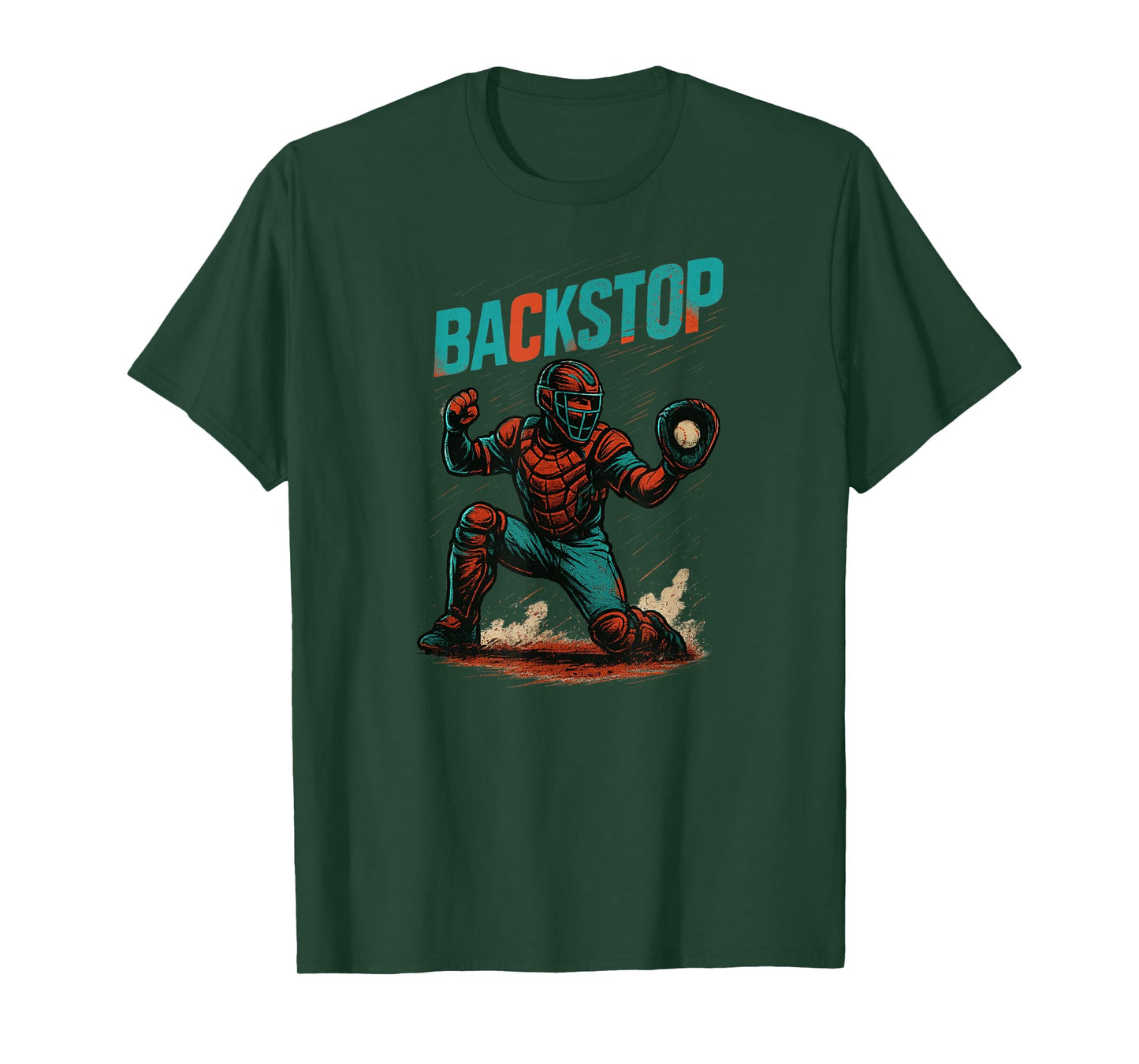 Backstop Catcher Baseball Graphic T-Shirt