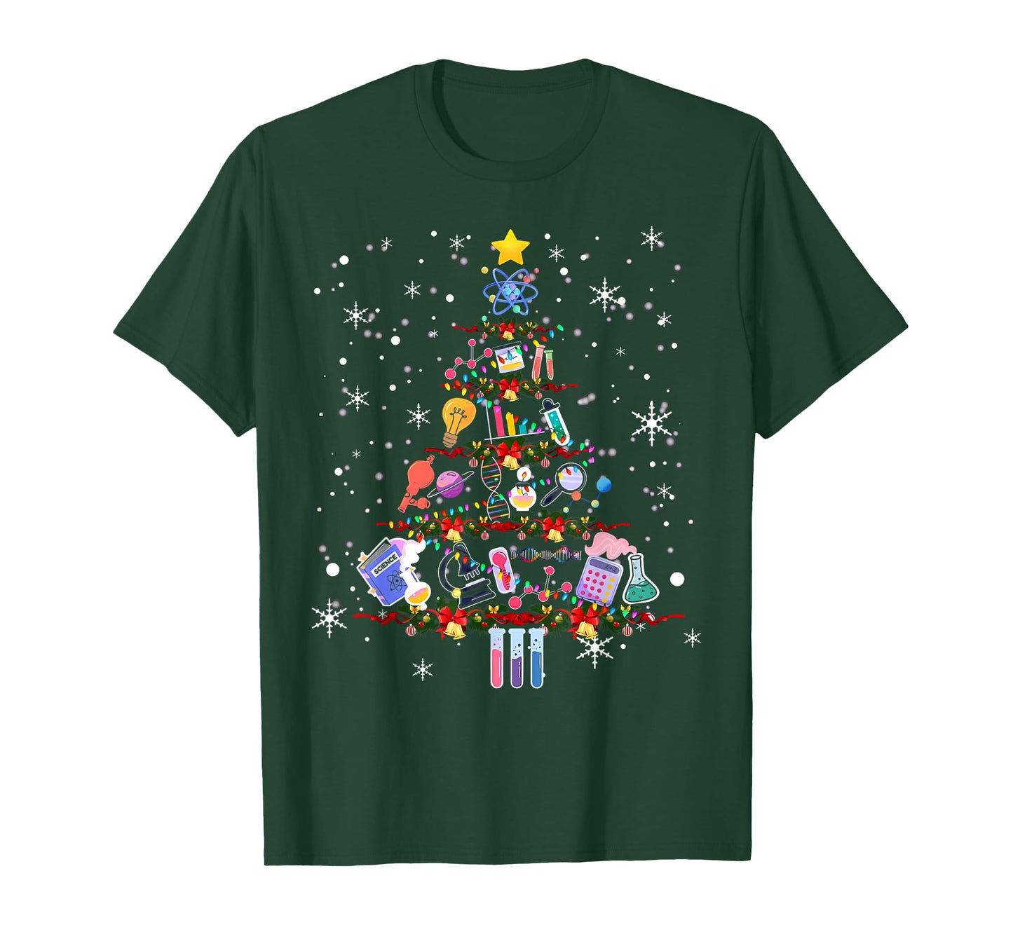 Science Christmas Lights Scientist Chemistry Lab Tech Xmas T-Shirt