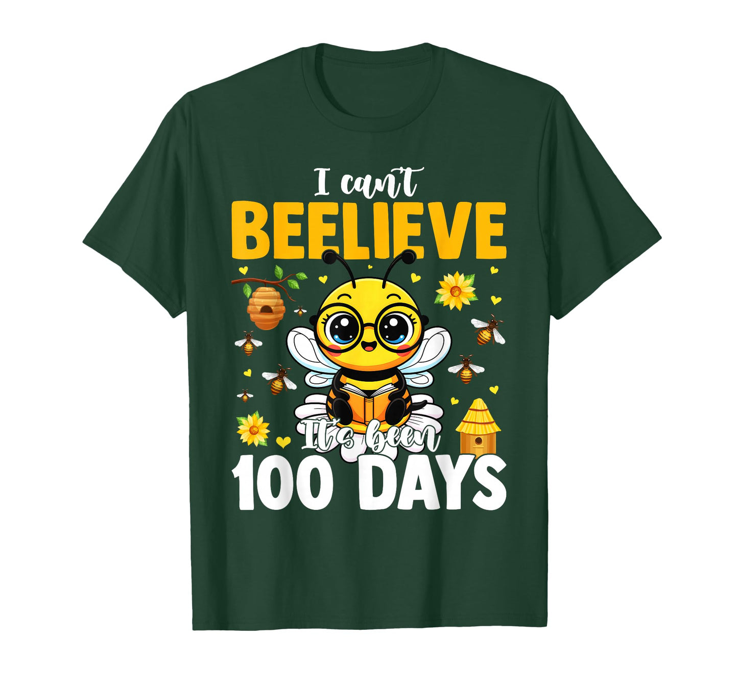 100 Days of School Bee 100th Day Kids Teachers T-Shirt