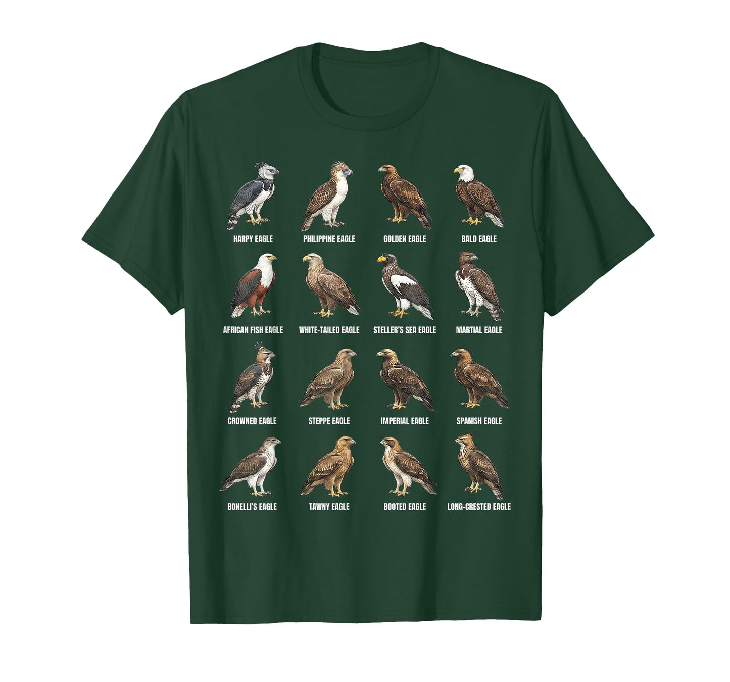 Eagle Species Chart – Types of Eagles Ornithology T-Shirt