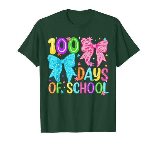 100th Day of School 100 Days Coquette Bow Teacher Girl Women T-Shirt