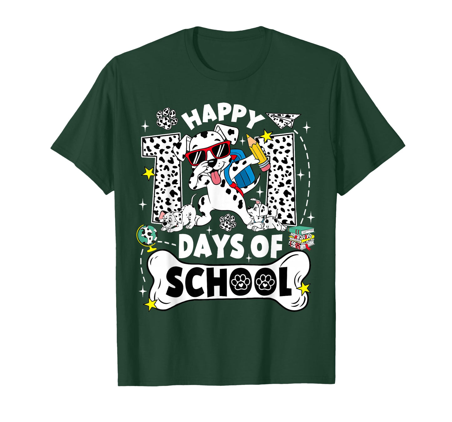 Happy 100 Days of School Dabbing Dalmatian Dog 100 Days Kids T-Shirt