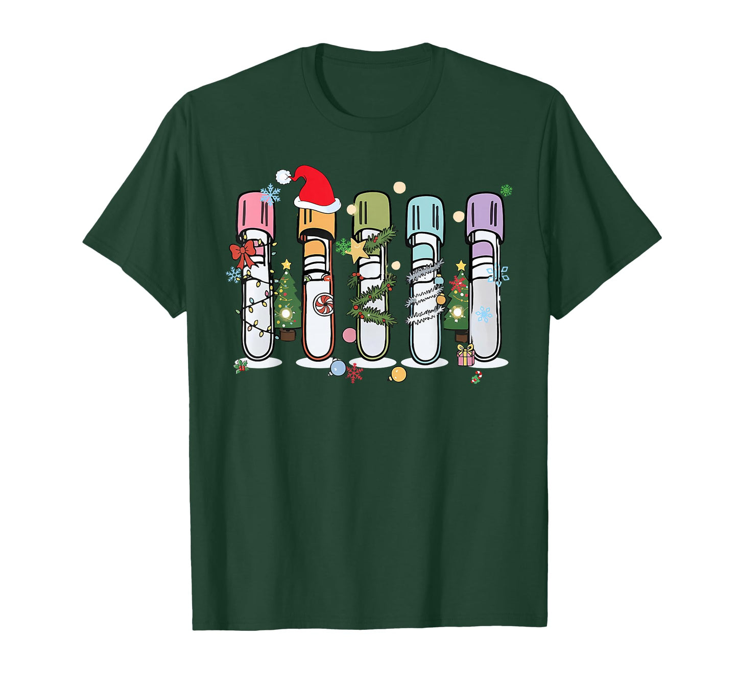 Blood Tube Christmas Phlebotomy Tech Laboratory Science Tech T-Shirt