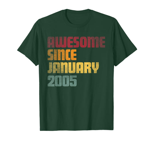 Awesome Since January 2005 21st Birthday - Vintage T-Shirt