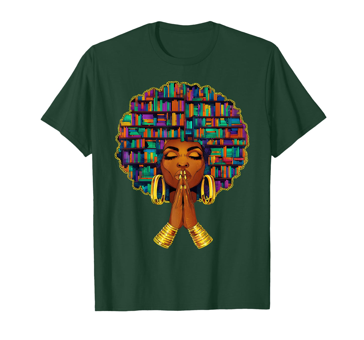 Black History Month Afro Women Book Lover Librarian Teacher T-Shirt