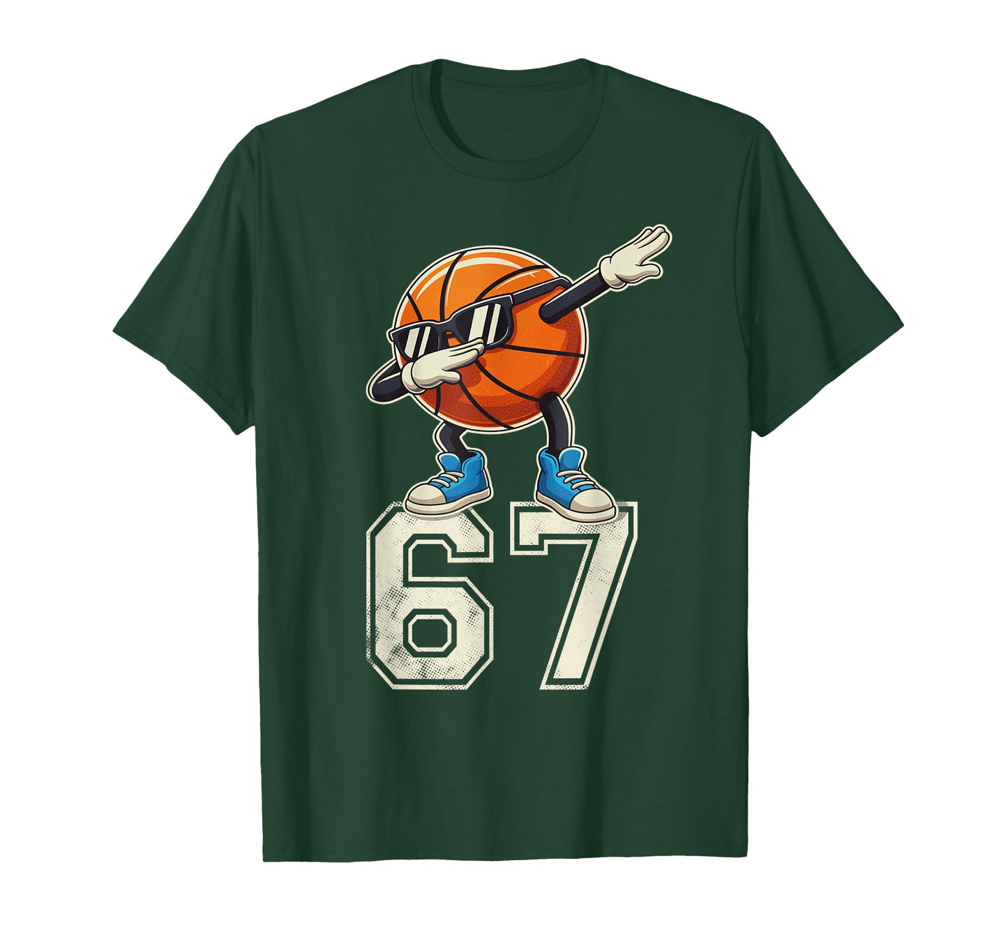 Boys Kids 67 Six Seven Sunglasses Dabbing Basketball Lover T-Shirt
