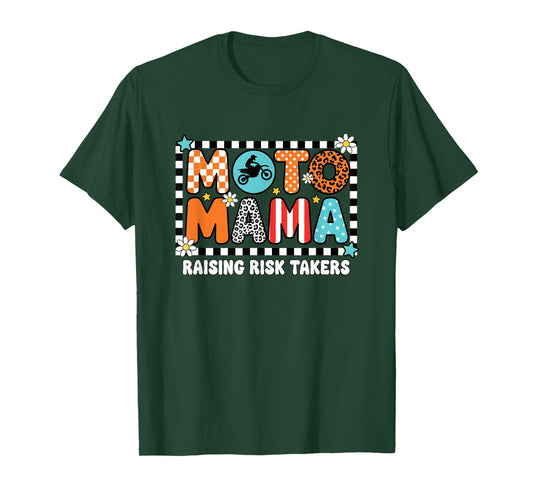 Moto Mama Mom Raising Risk Takers - Motorcycle Mom Design T-Shirt