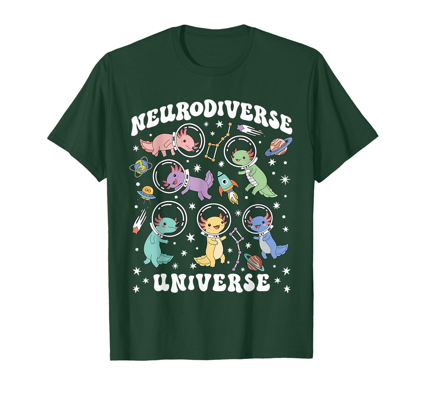 Neurodiverse Universe Axolotl Space Autism ABA Therapist T-Shirt