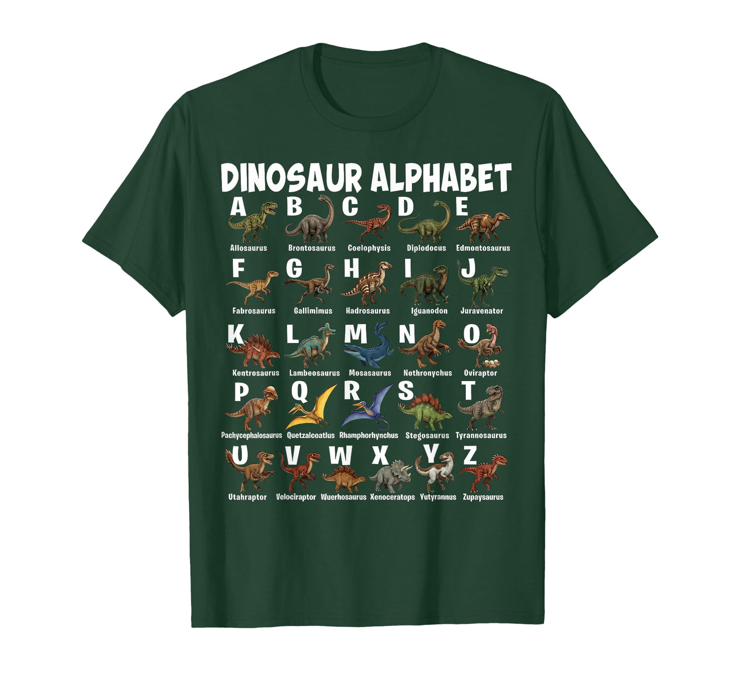 Types of Dinosaurs Alphabet A-Z Dino Girls Boys Dinosaur T-Shirt