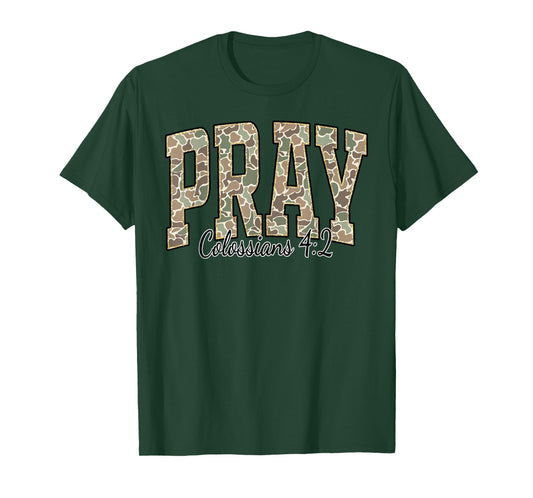 Pray Colossians 4:2 Jesus Bible Verse Faith Christian Camo T-Shirt