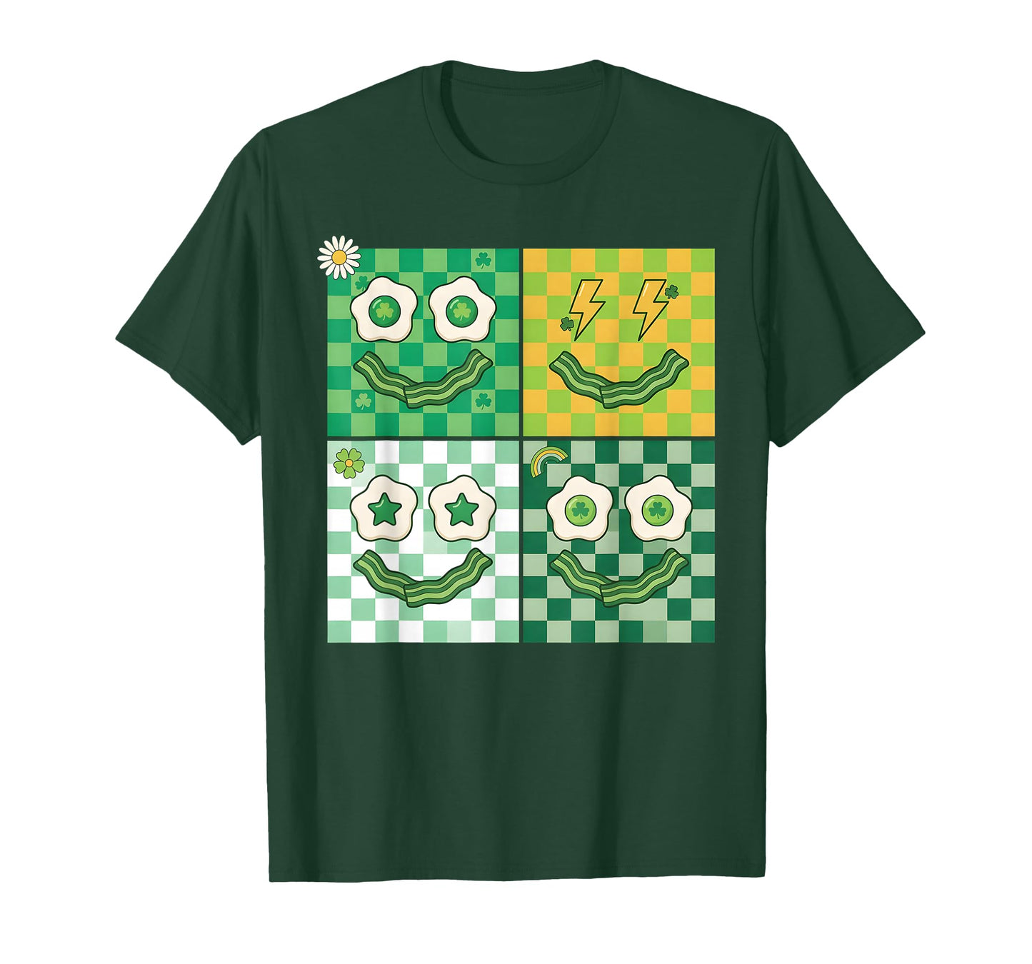 Retro Green Face Eggs and Bacon Ham Breakfast St Patricks T-Shirt