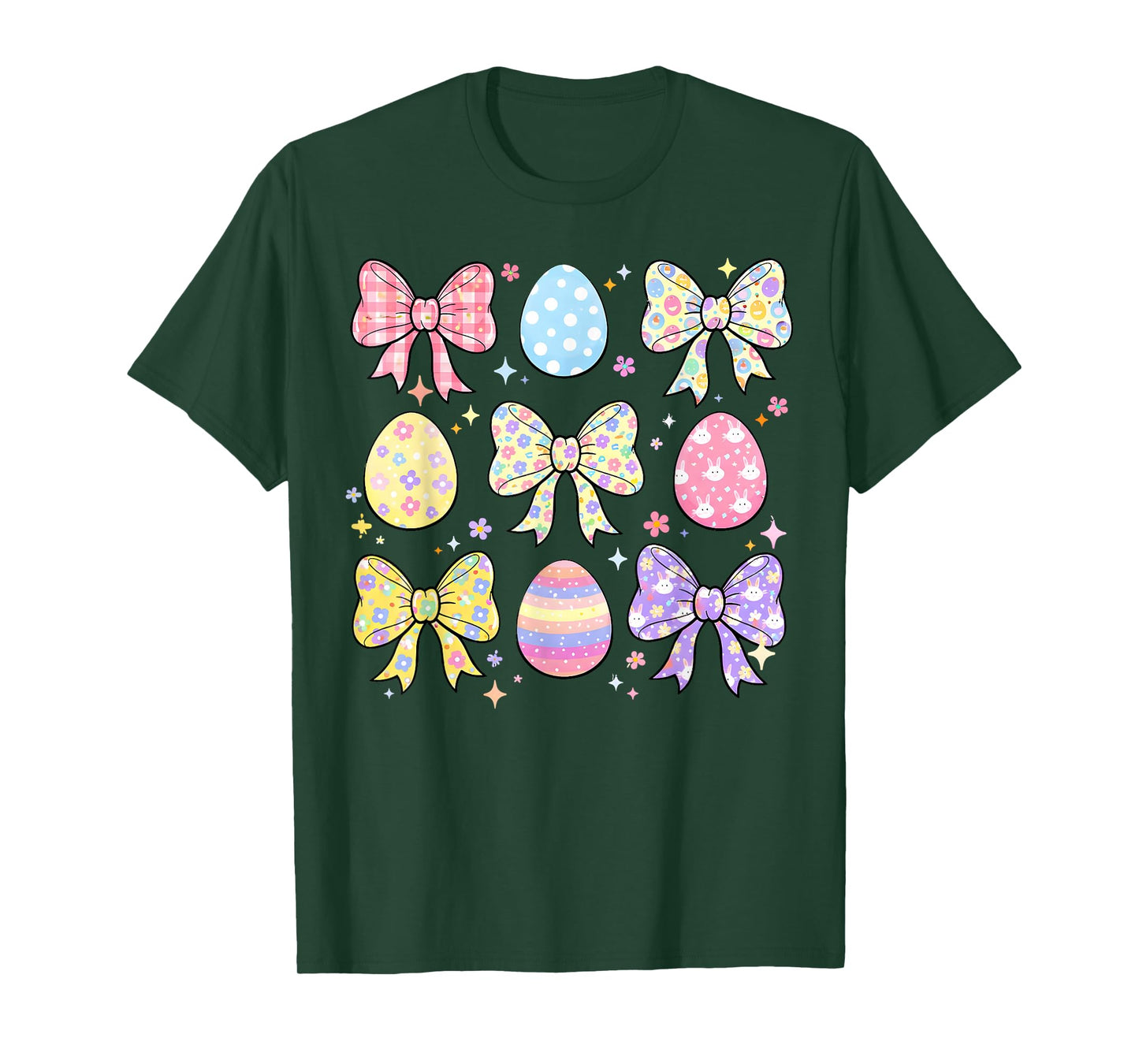 Happy Easter Day Coquette Bow Cute Eggs Girls Kids Women T-Shirt