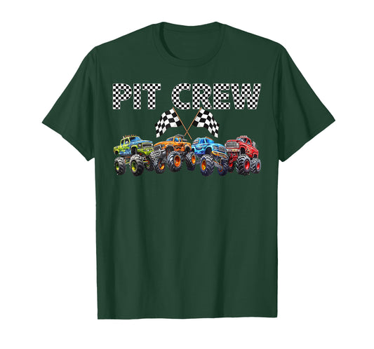 Monster Truck Birthday Boy Pit Crew Family Matching Party T-Shirt
