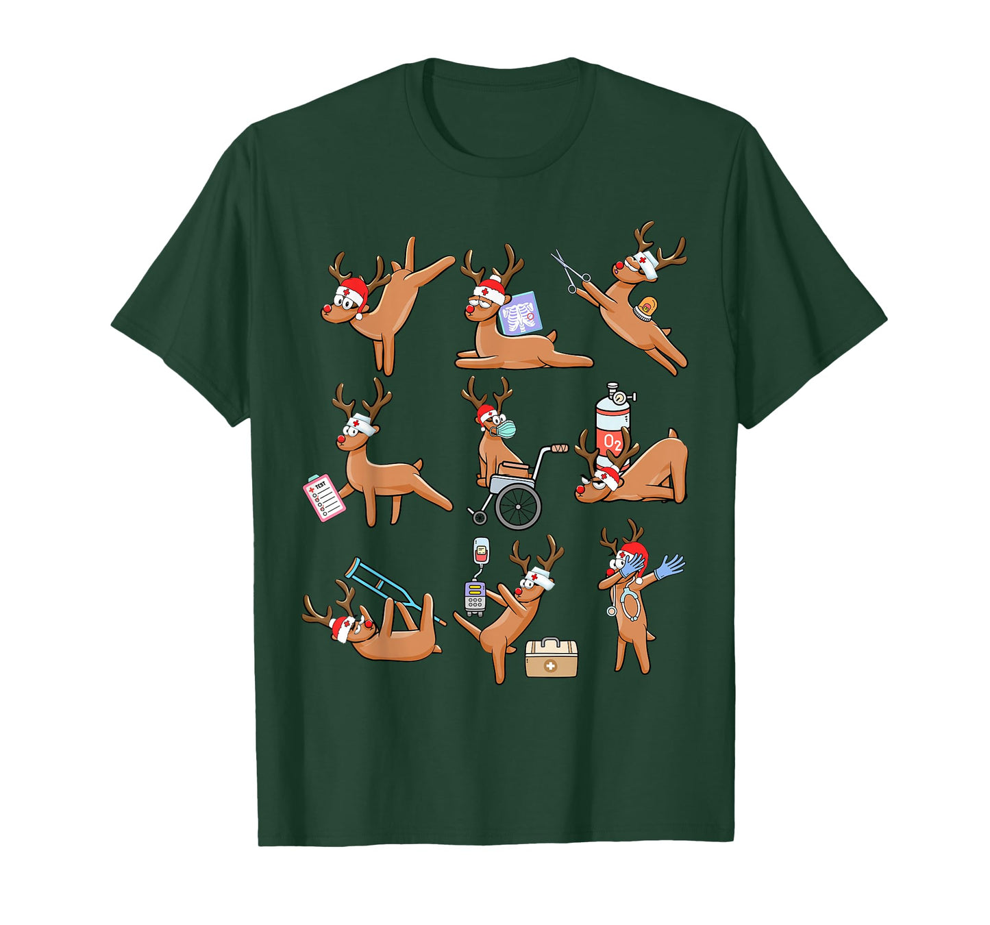 Christmas Reindeer Nurse Xmas Healthcare Workers Nursing T-Shirt