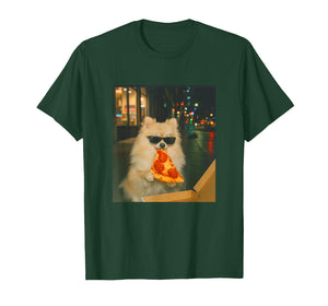 Funny Pomeranian Dog Eating Pizza Meme Retro T-Shirt