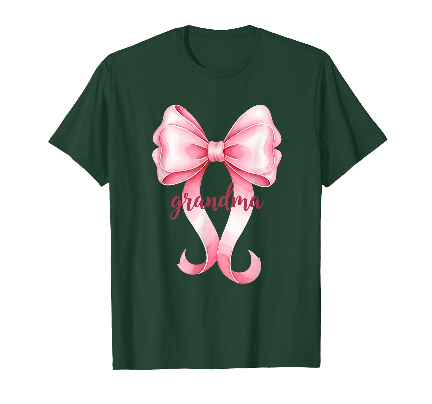 Grandparent Grandma Pink Bow Script Design T-Shirt