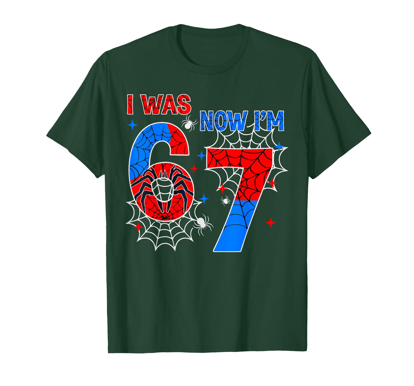 I was 6 Now I'm 7 Year Old Boy Kids 7th Birthday Spider Web T-Shirt