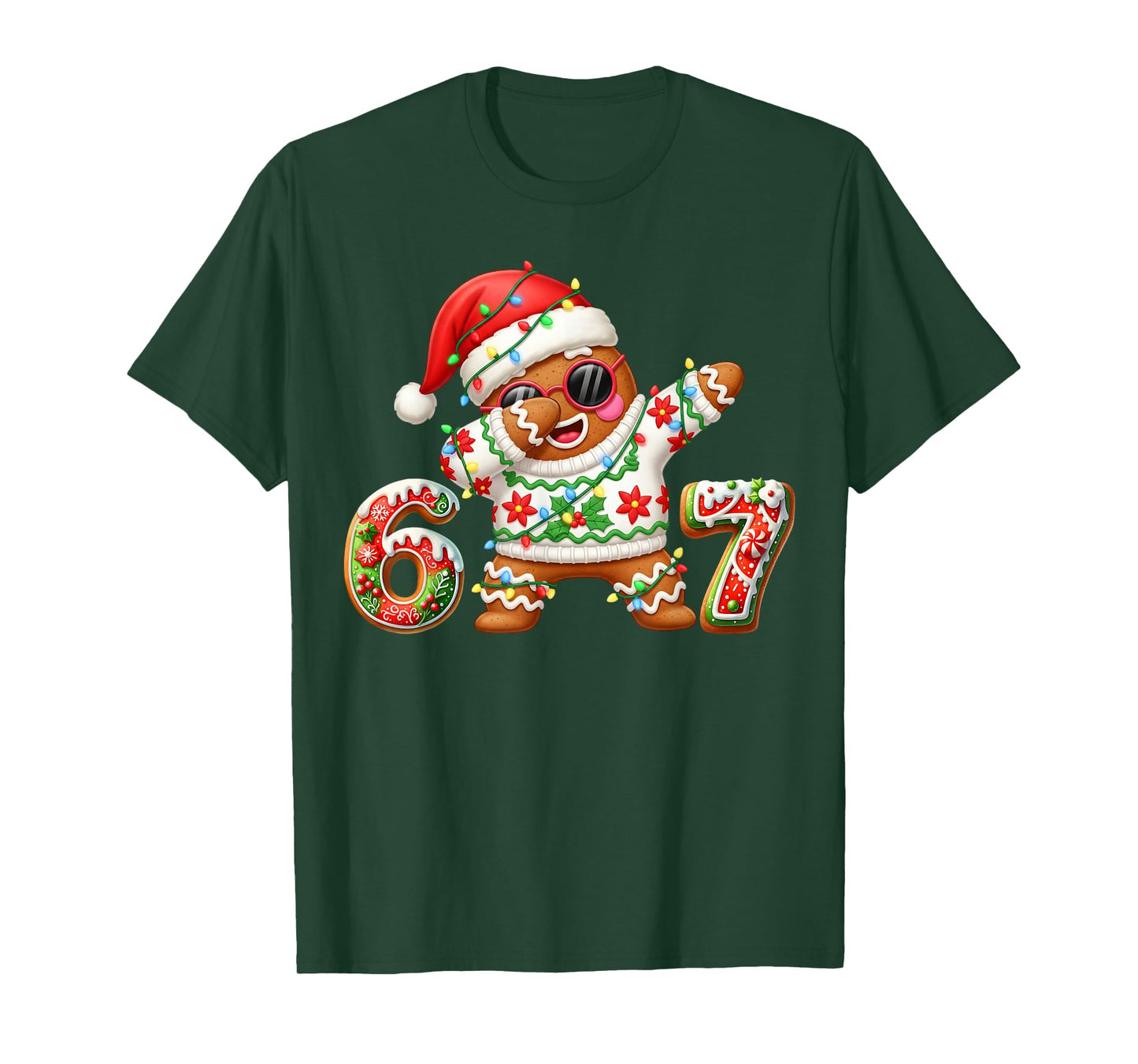 Funny Gingerbread Six Seven 67 Ice Cream Drip Christmas Boys T-Shirt