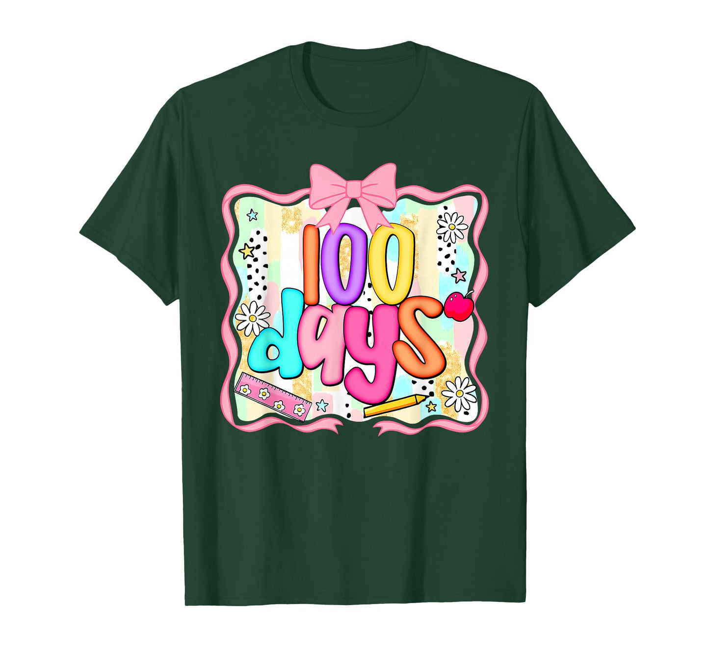 Retro 100 Days of School Happy 100th Day of School Girl Kids T-Shirt