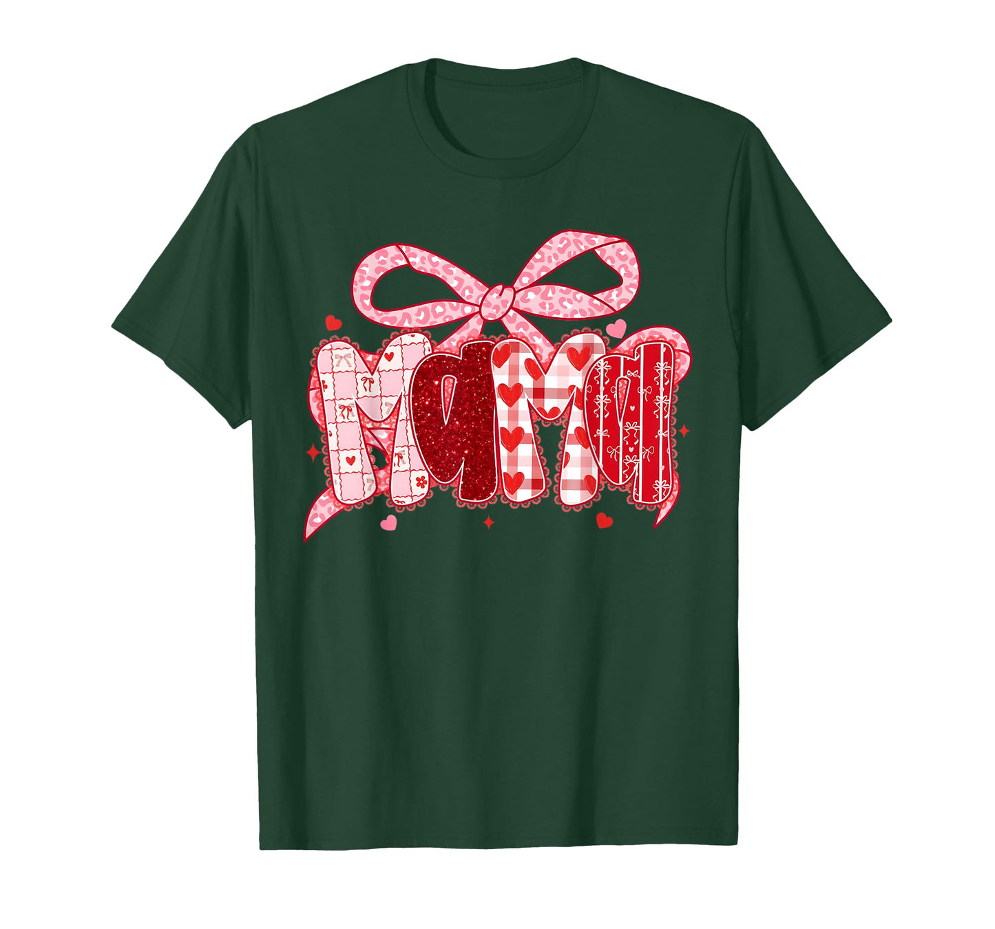 Valentine Mama Coquette Pink Bow Floral Mom Women Girl T-Shirt