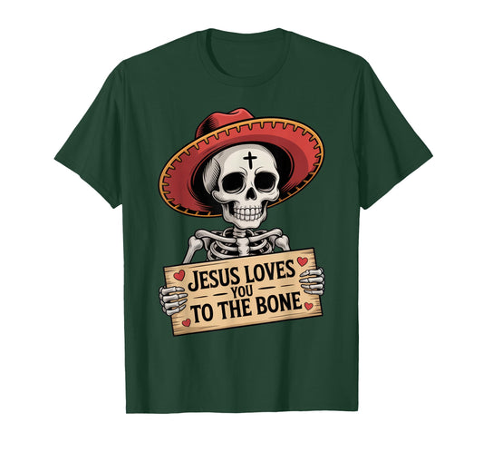 Jesus Loves You to The Bone Skeleton Humor Halloween Vibe T-Shirt