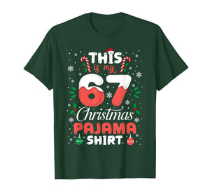 Funny 67 Christmas Pajamas Shirt Six Seven Meme Brainrot T-Shirt