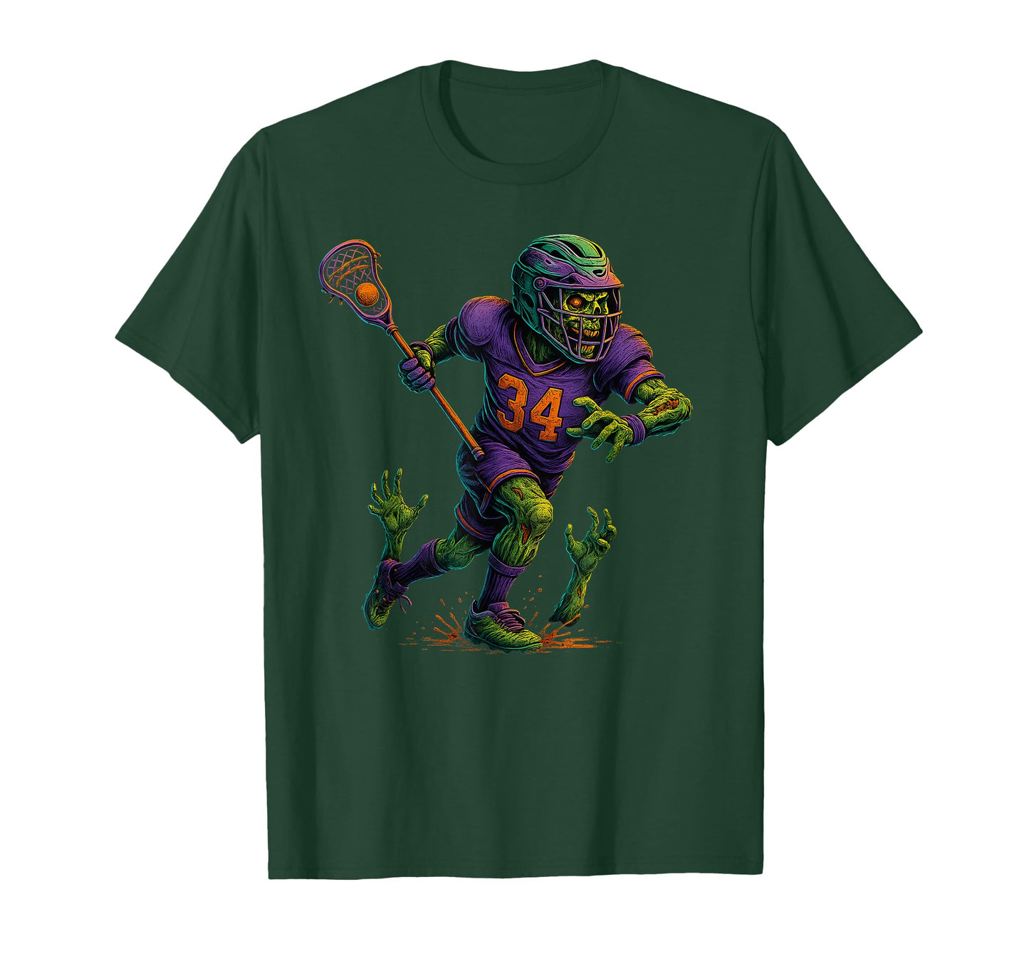 Zombie Halloween Lacrosse Player Design T-Shirt